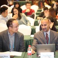 (Left to right) Zhuoxian Meng, PhD, Utpal Pajvani, MD, PhD, and Chengfu Xu, MD at the 2019 Symposium.